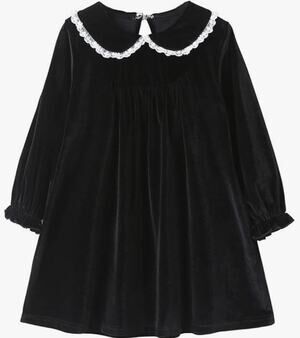 NWT Mud Kingdom Girl's Lace Velvet Dress Peter Pan Collar Black Sz 140 US (8-10)